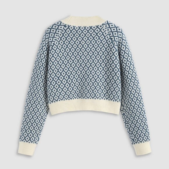 Cider Print Cream Blue Button Up Cardigan XL - Picture 2 of 9